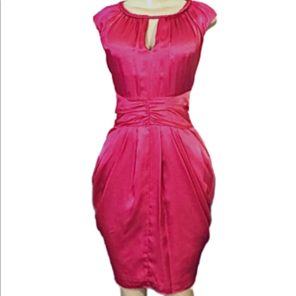 VINCE CAMUTO HOT PINK KEYHOLE DRESS W/POCKETS.…